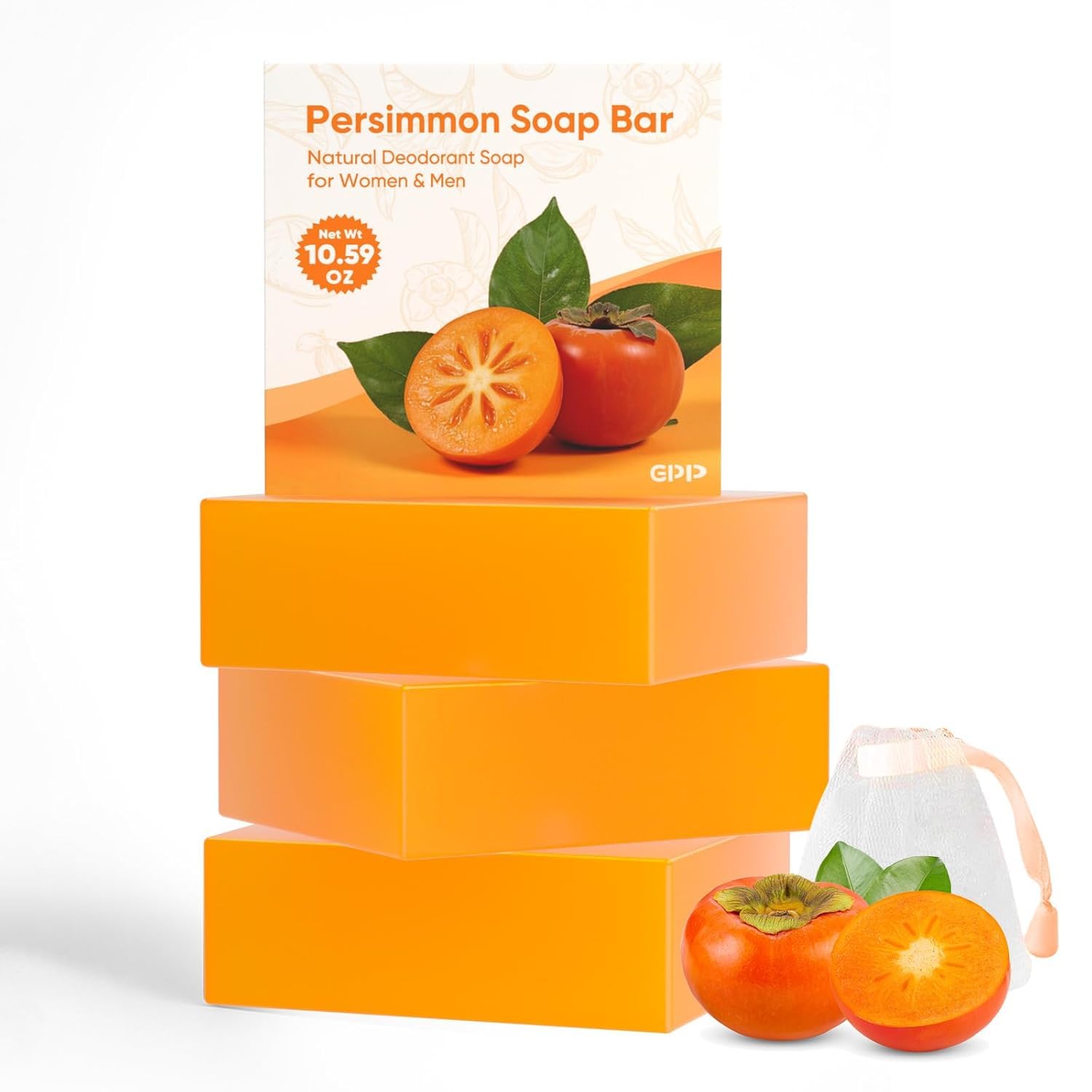 GPP Persimmon soap bar after wash skin feeling clean and fresh.