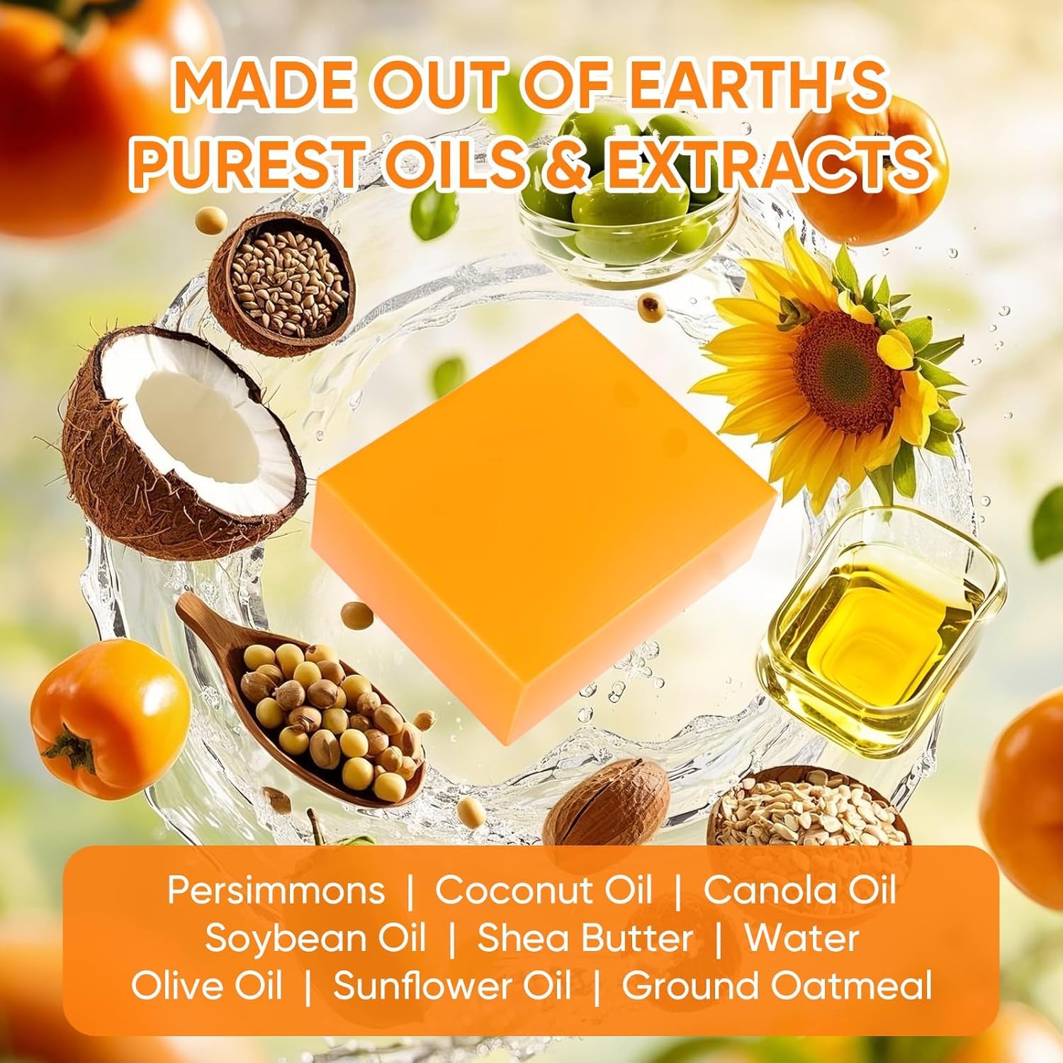 GPP Persimmon soap bar artisanal packaging and natural oils.
