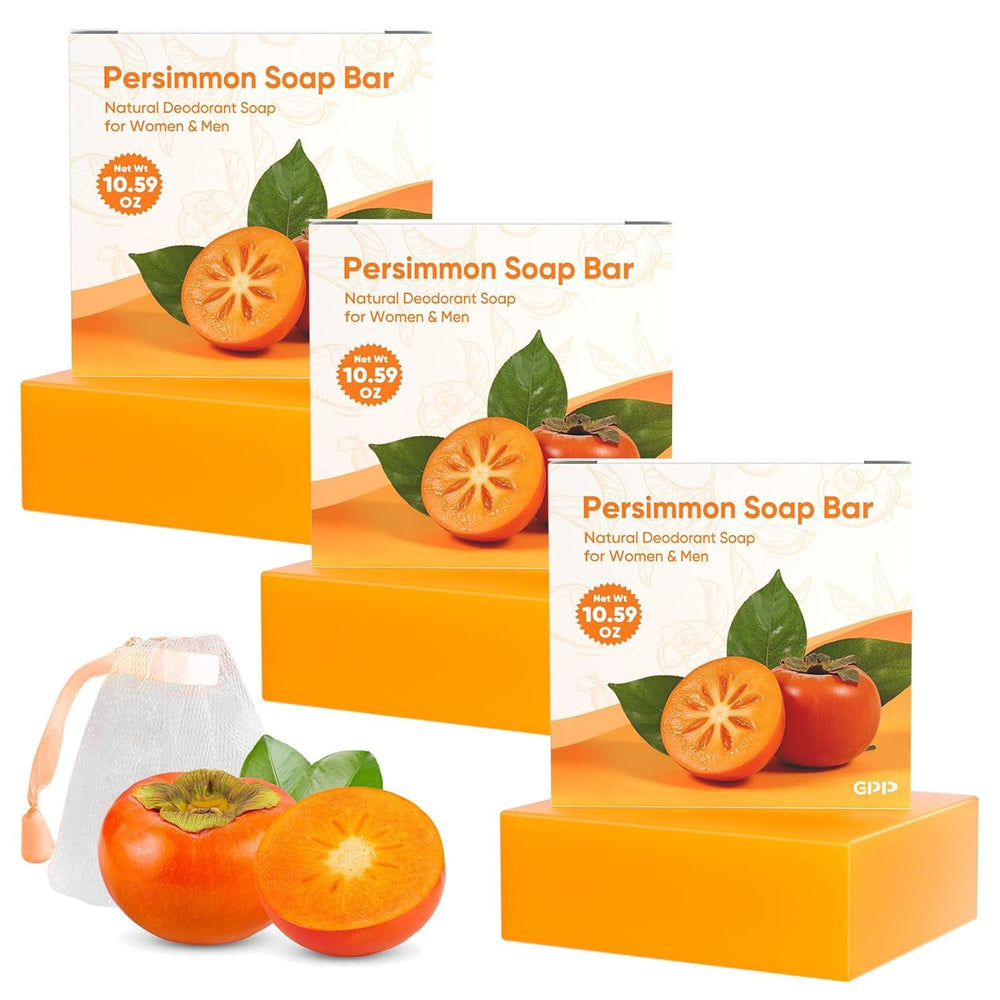GPP Persimmon soap bar triple-pack close-up for odor control.