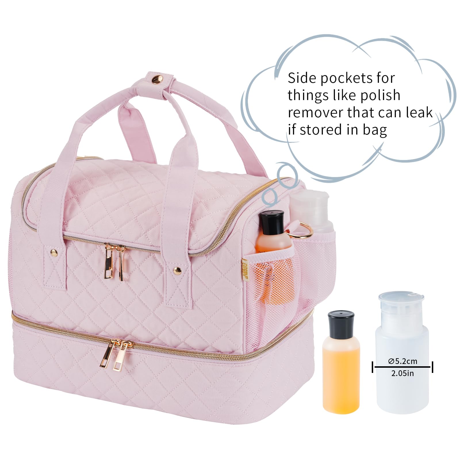 GR69N nail polish organizer case top layer removed dividers demonstrating flexible storage.