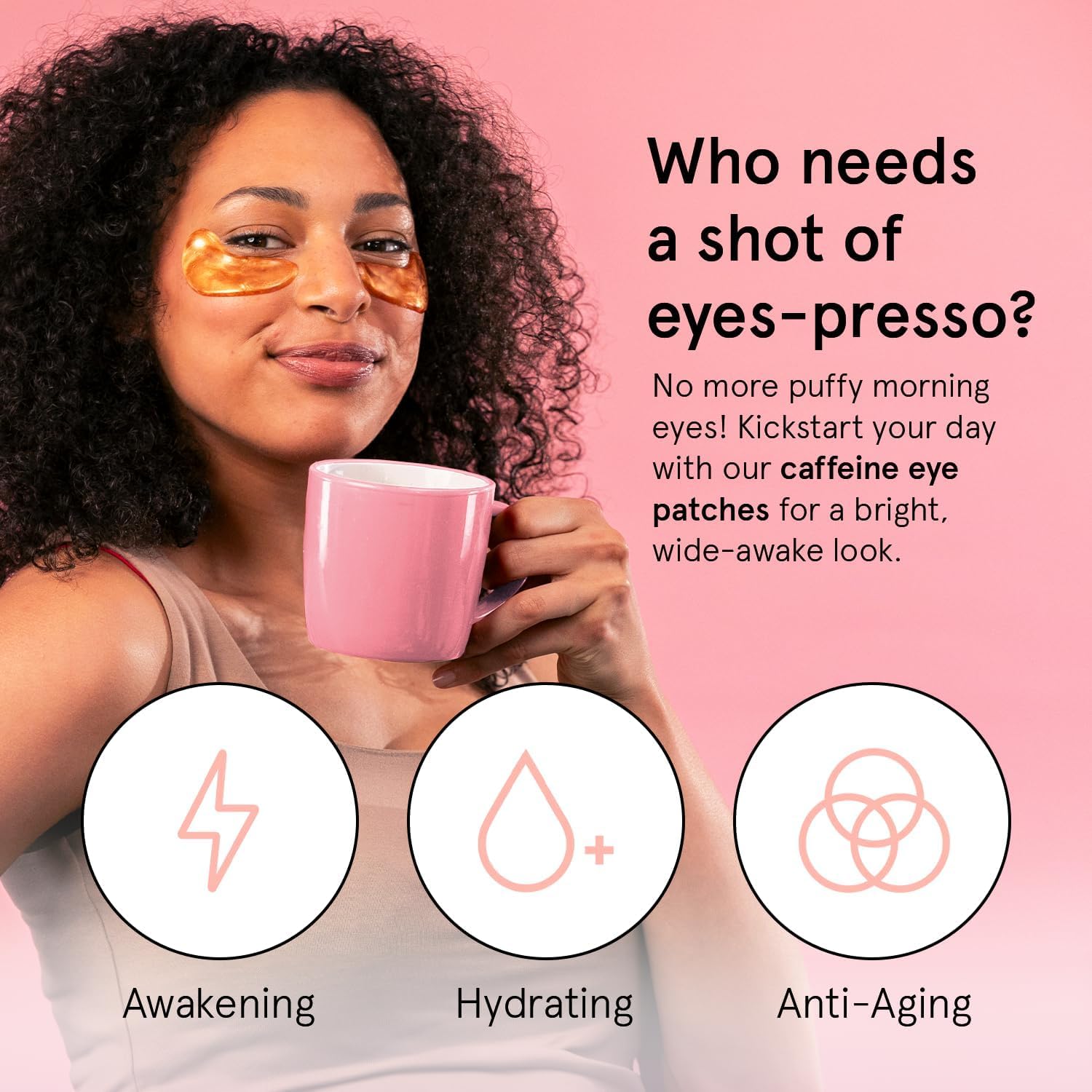 Grace & Stella under-eye patches being applied to skin for hydration and soothing benefits.