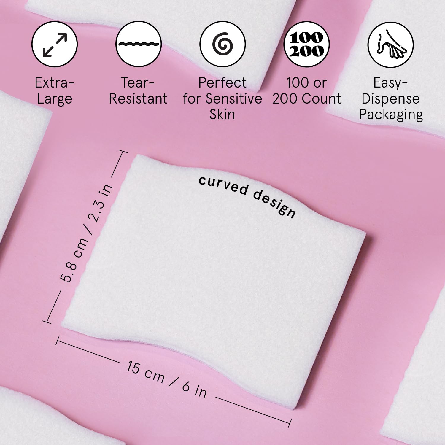 Grace & Stella face pads measure 2.3 by 6 inches for easy handling.