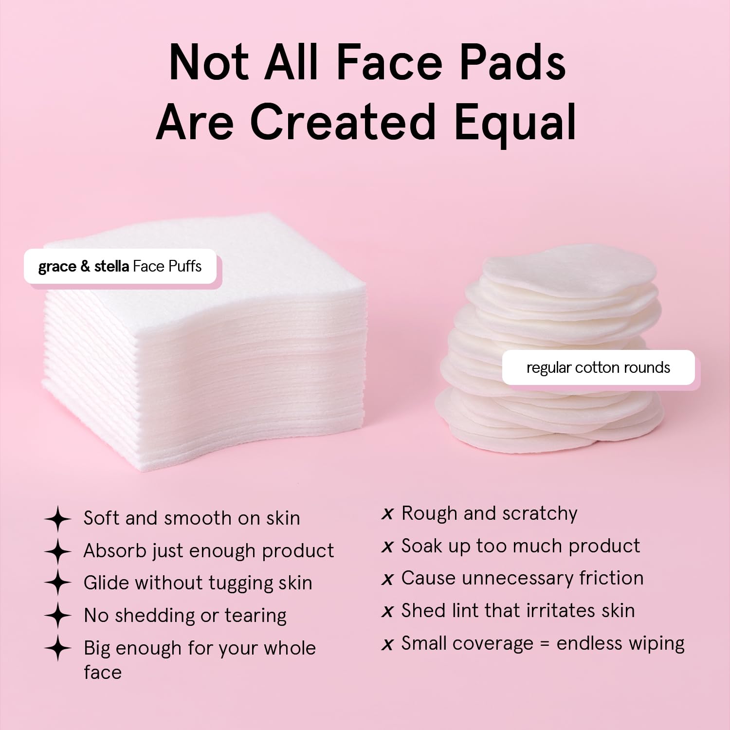 Grace & Stella face pads designed for toner or essence with smooth, even coverage.