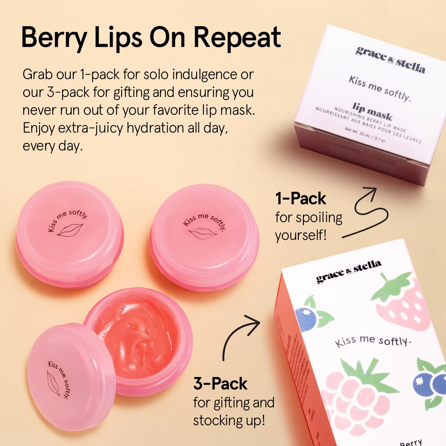 Fórmula limpia y vegana de Grace & Stella para labios suaves.