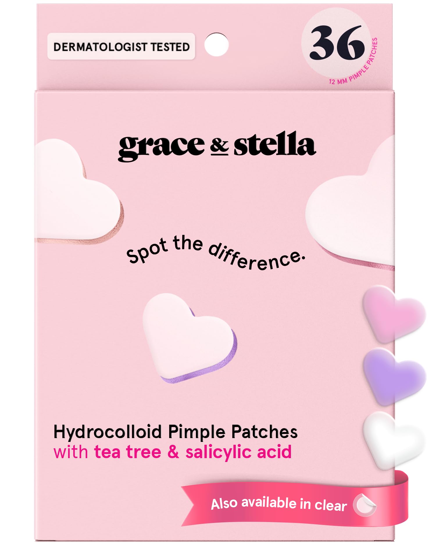 Grace & Stella parches de corazón rosados para acné, protegen y disimulan brotes.
