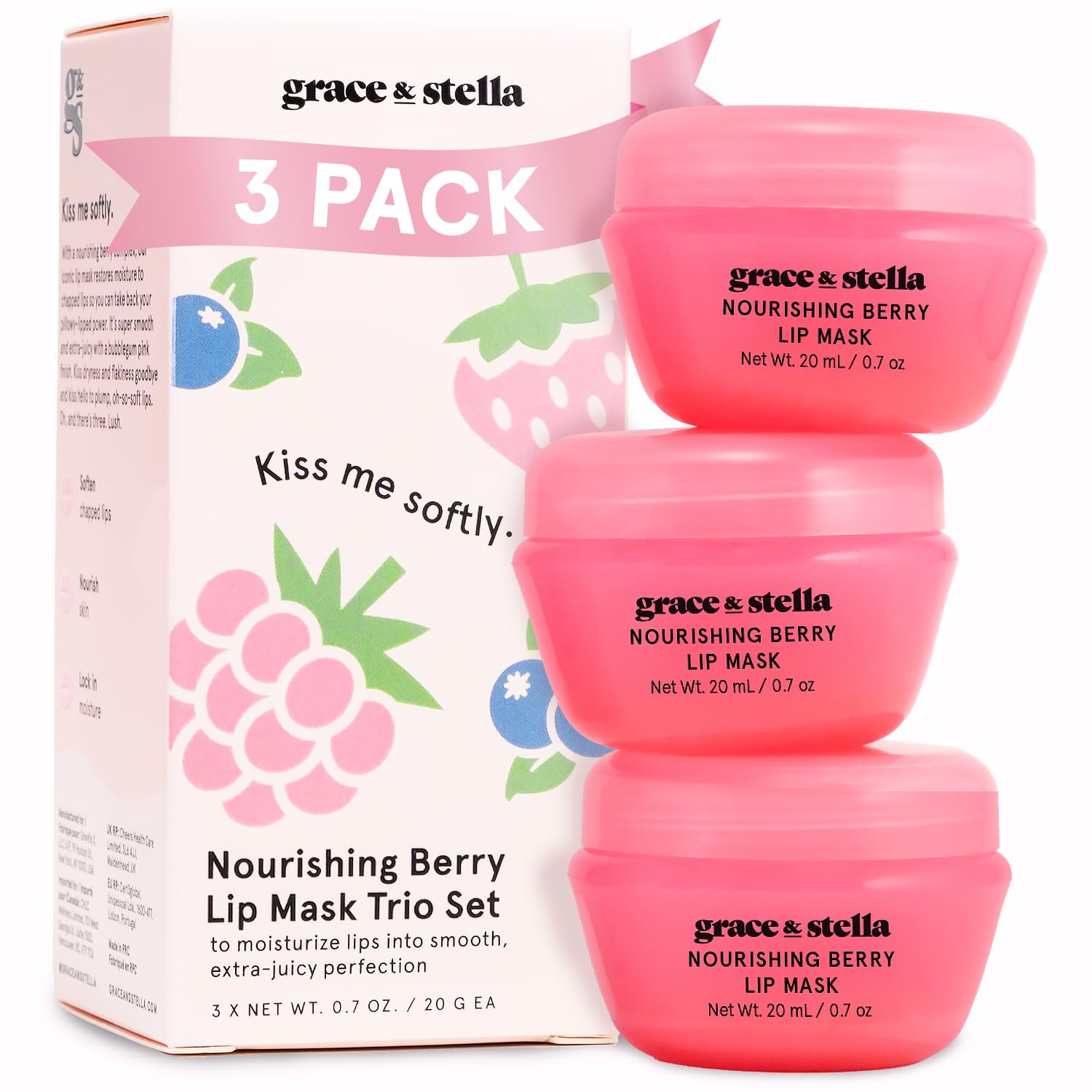 Grace & Stella Lip Butter en lata, hidratación suave para labios secos.