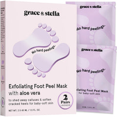 grace & stella mascarilla exfoliante para pies con lavanda, piel más suave