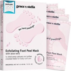 Grace & Stella Mascarilla Descamante para pies en caja, ideal para regalo y cuidado de los pies