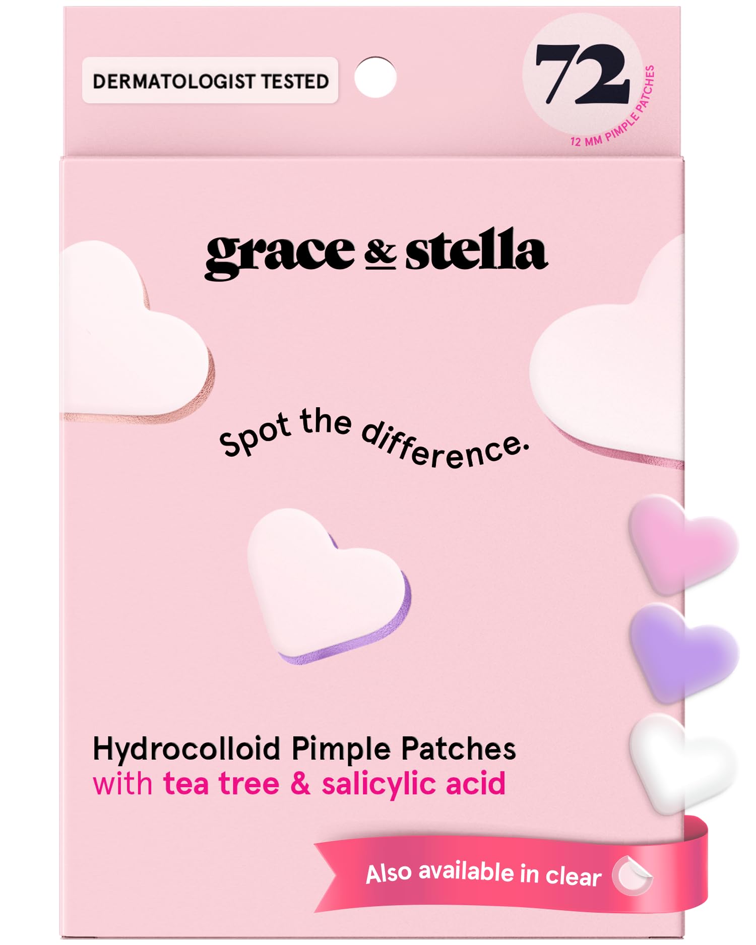 parche hidrocoloide Grace & Stella para rostro con forma de corazón, absorbe fluidos y suaviza la piel