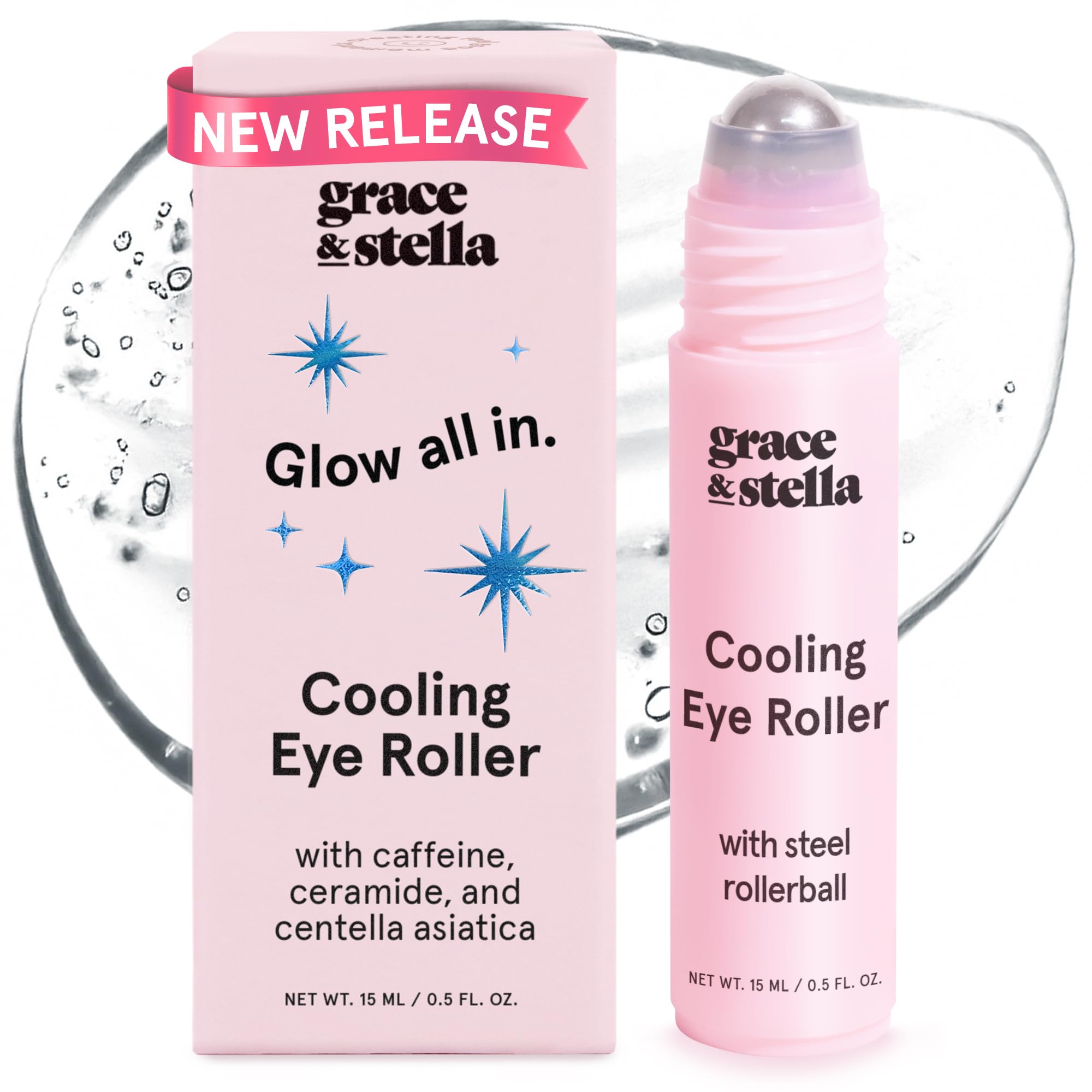 Grace & Stella iluminador ocular con rodillo de metal frío para sensación refrescante