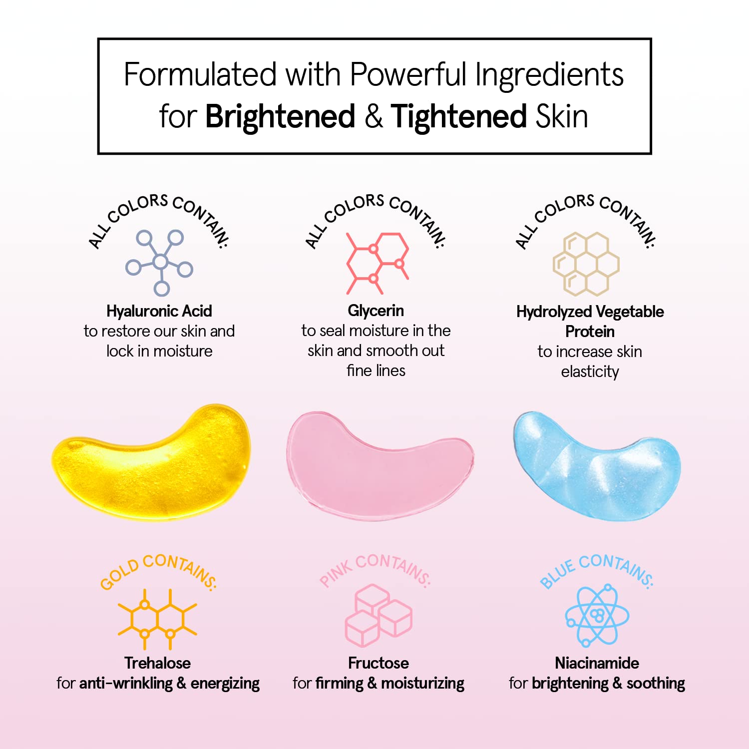 Grace and Stella pink patches applied for refreshed under-eye look