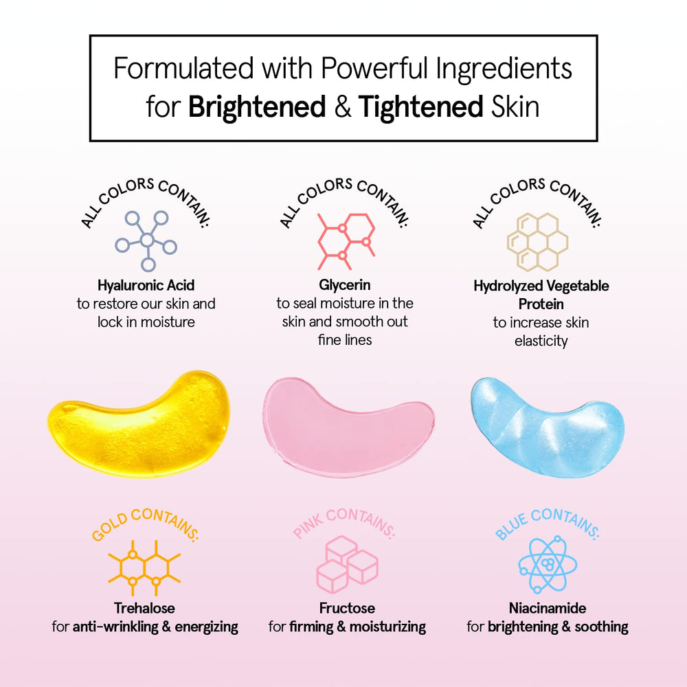 Grace and Stella pink patches applied for refreshed under-eye look