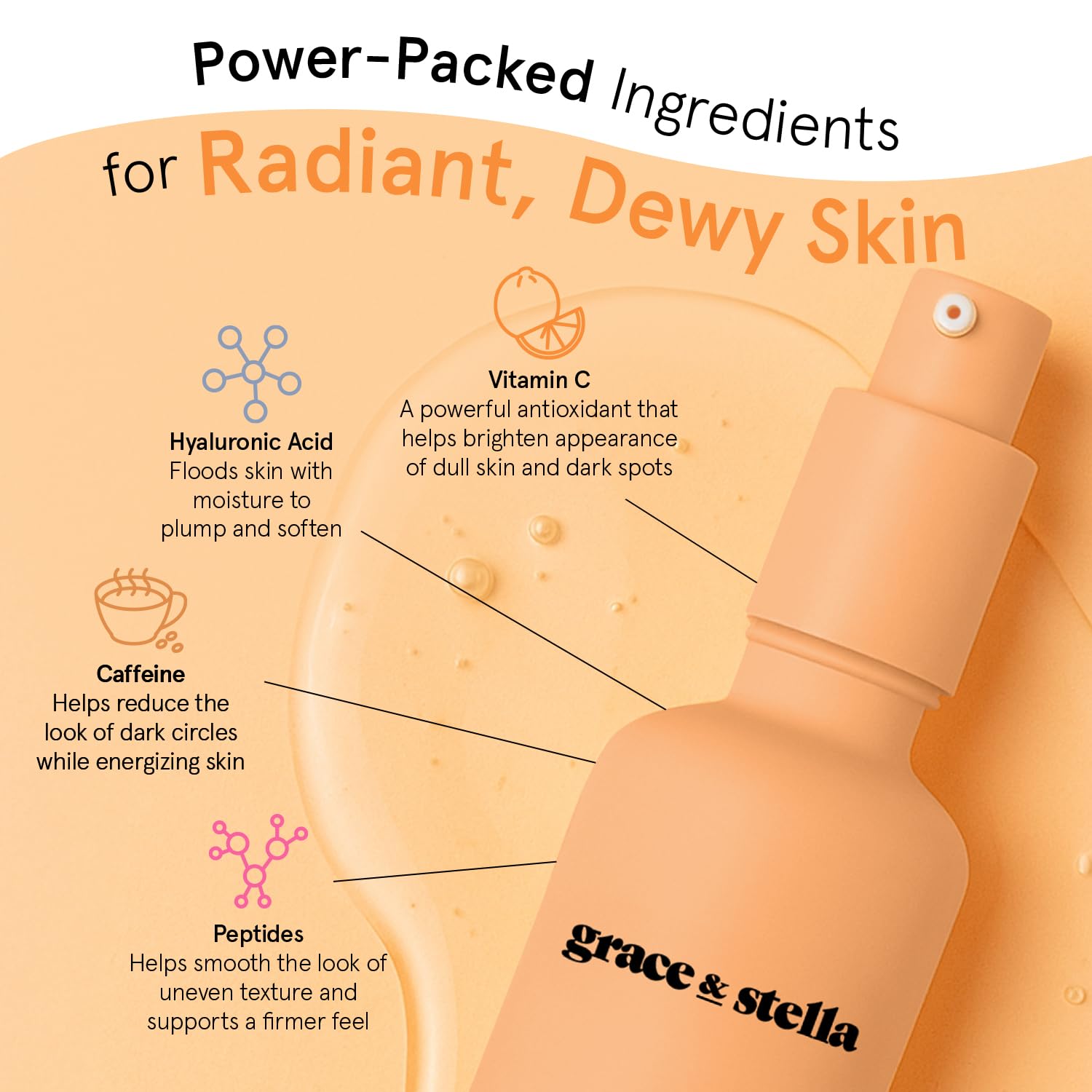 Grace & Stella Serum Vitamina C, aplicación suave y cómoda para uso diario.