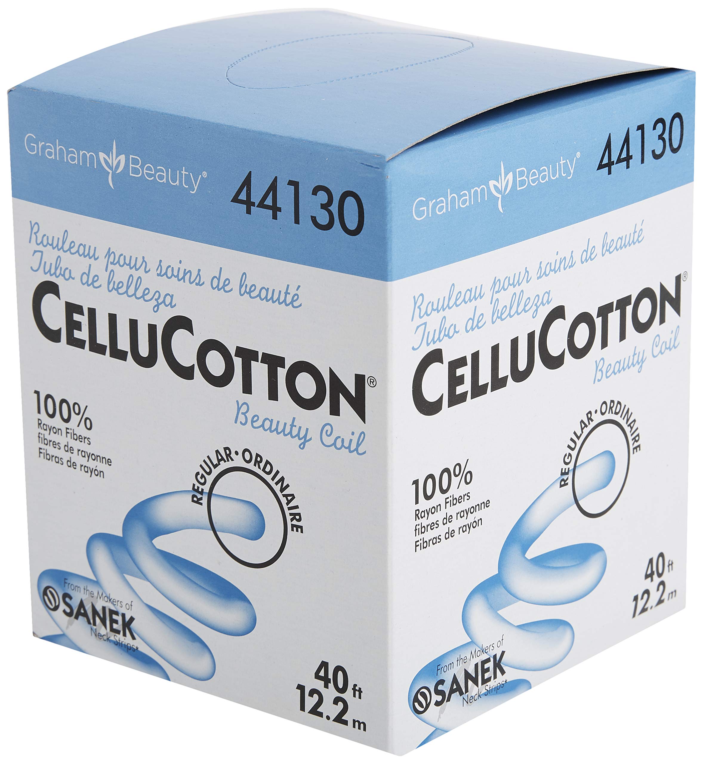 Graham Cellucotton Beauty Coil Regular packaging shows soft rayon fibers for gentle skin protection.