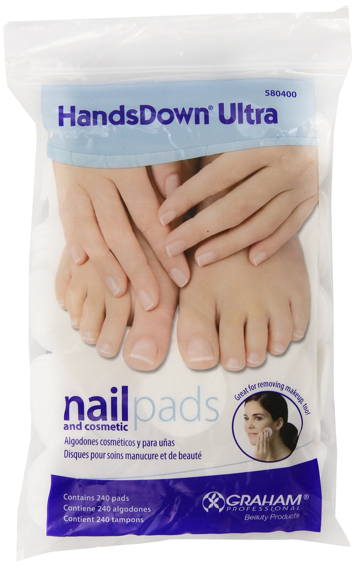 Graham Medical Hands Down Ultra: toallitas uñas cosméticas blancas para eliminar esmalte con precisión.