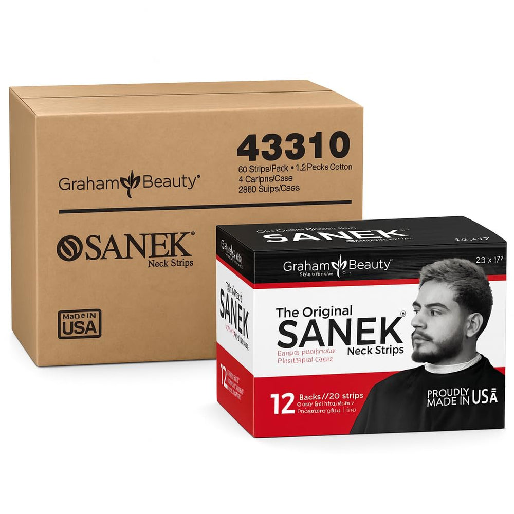 Graham Medical Sanek Neck Strips master case with four cartons, bulk-ready for clinics.