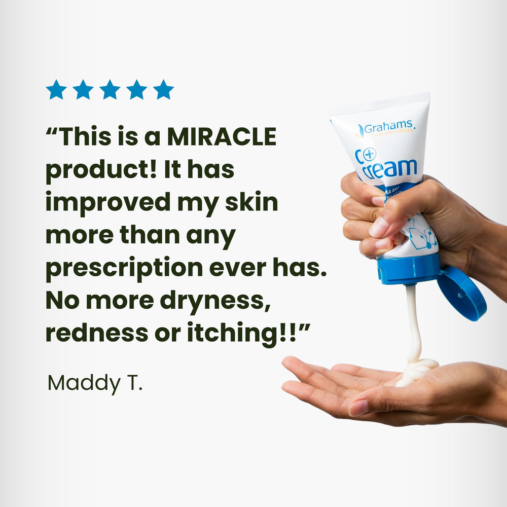Targeted use on elbow and knee with Grahams Natural C+ eczema cream.
