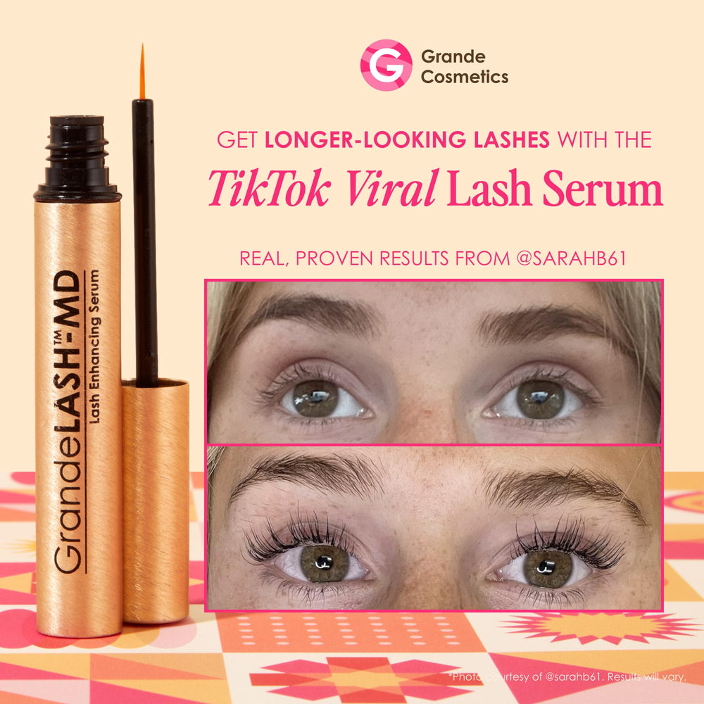 Grande Cosmetics brow conditioner tube close-up shows precise brow care.