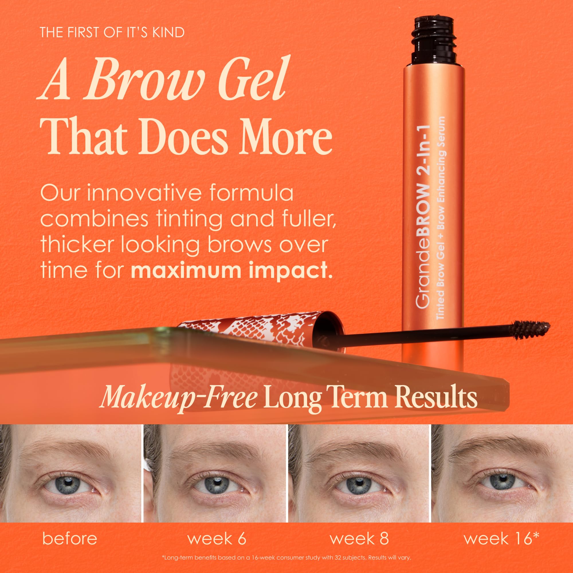 Applicator shapes brows with defined finish using GrandeBROW gel