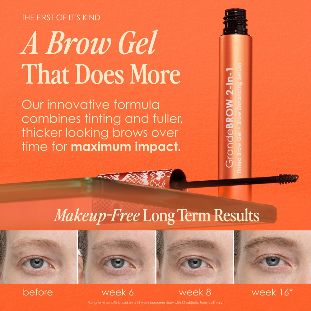 Applicator shapes brows with defined finish using GrandeBROW gel