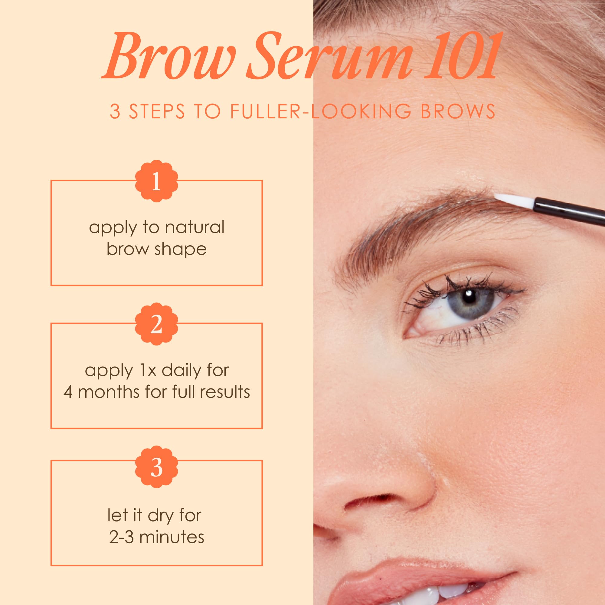 Applying GrandeBROW serum along the brow line for definition.