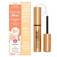 Grande Cosmetics GrandeBROW serum bottle promoting fuller, bolder brows.