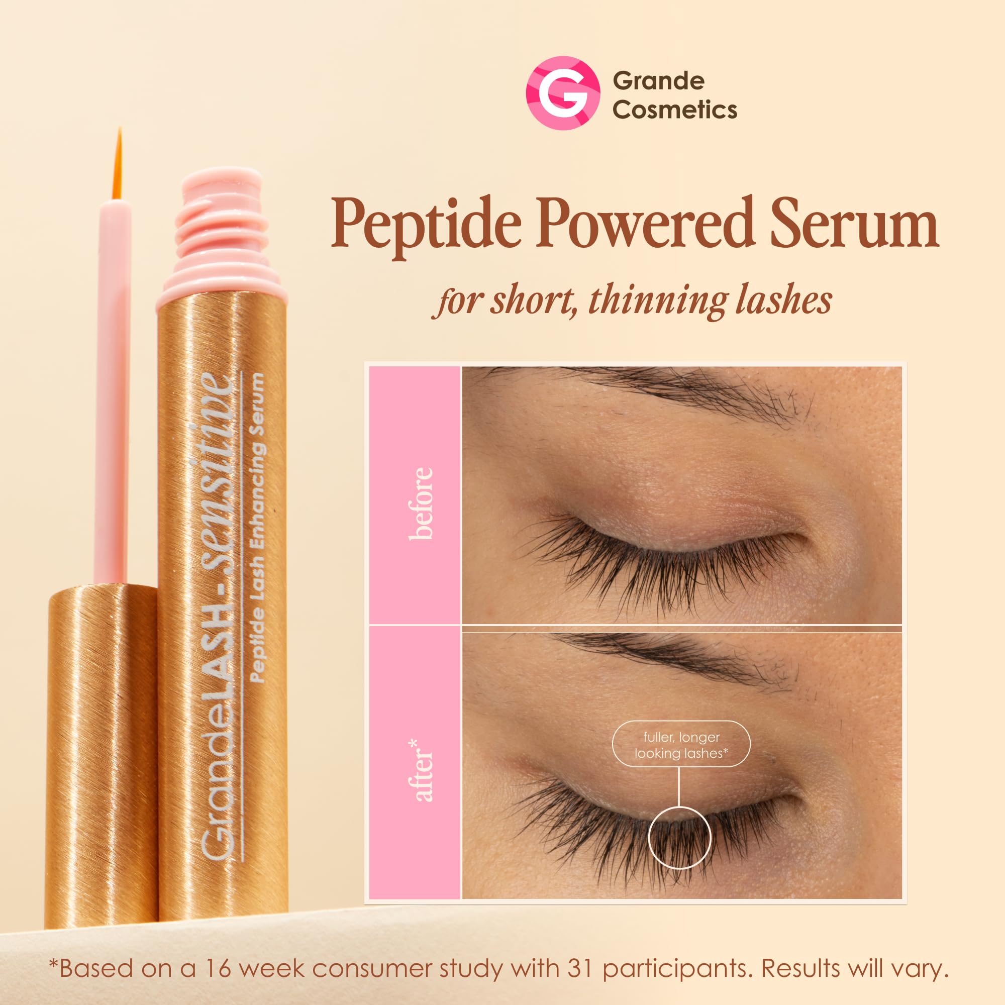 Grande Cosmetics GrandeLASH-Sensitive applicator during application for precise, easy use.