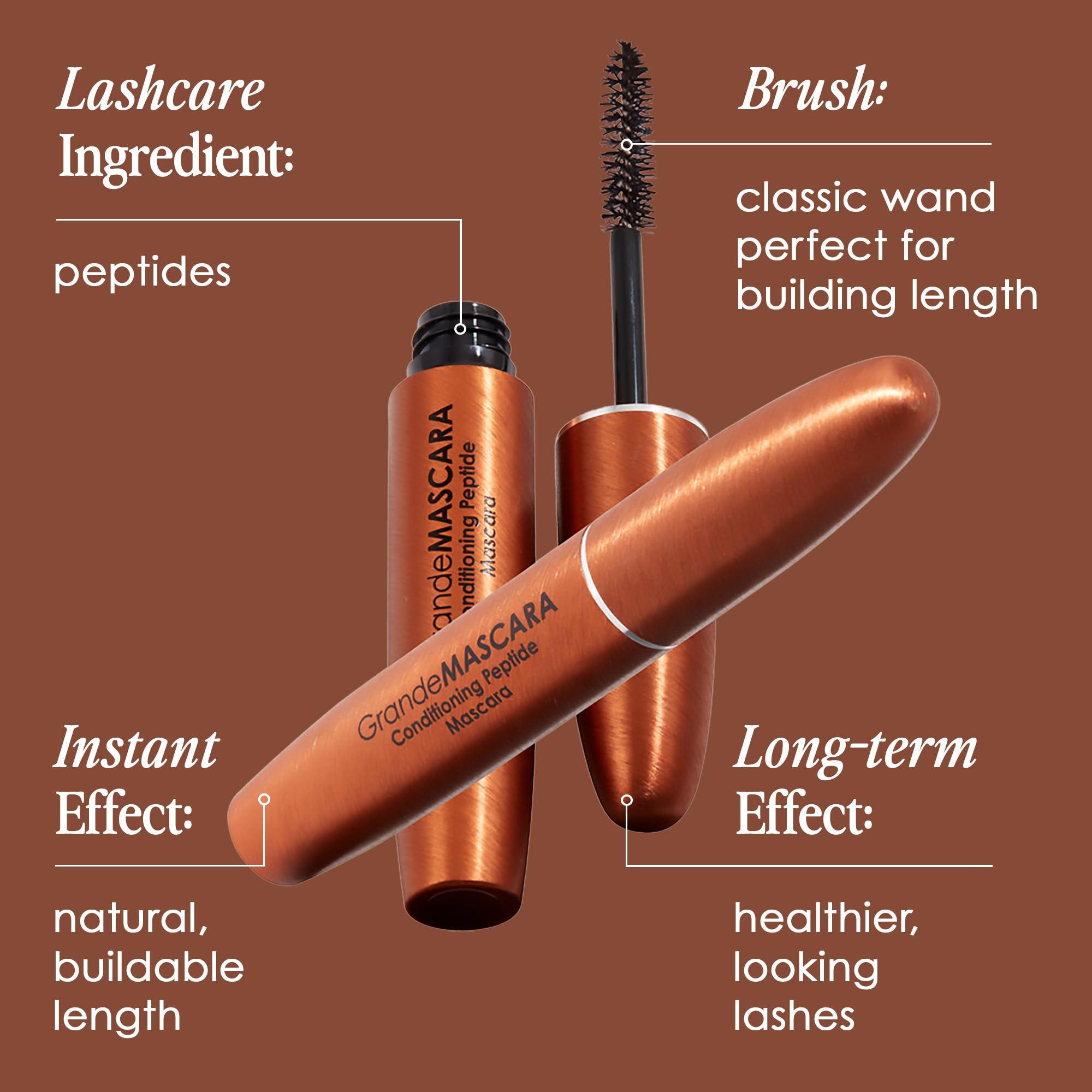GrandeMASCARA made in Italy badge signals premium craftsmanship