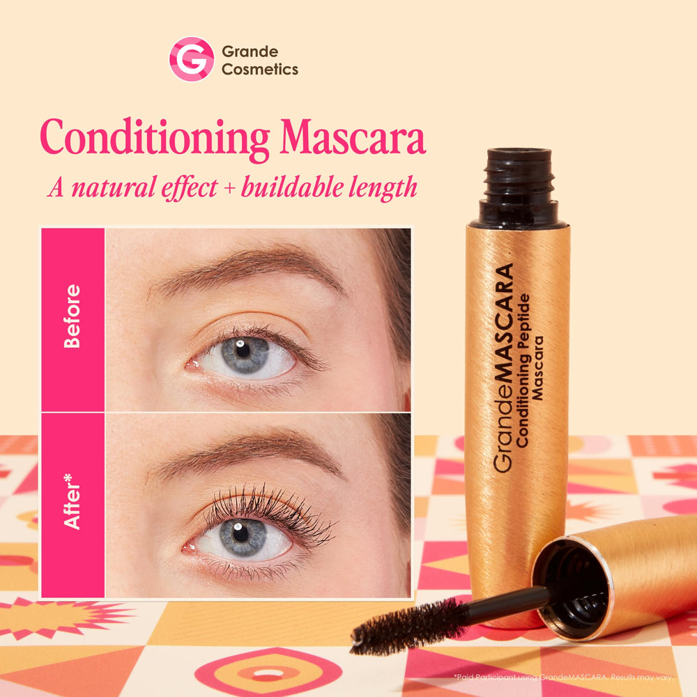 GrandeMASCARA fórmula resistente al agua para look duradero.