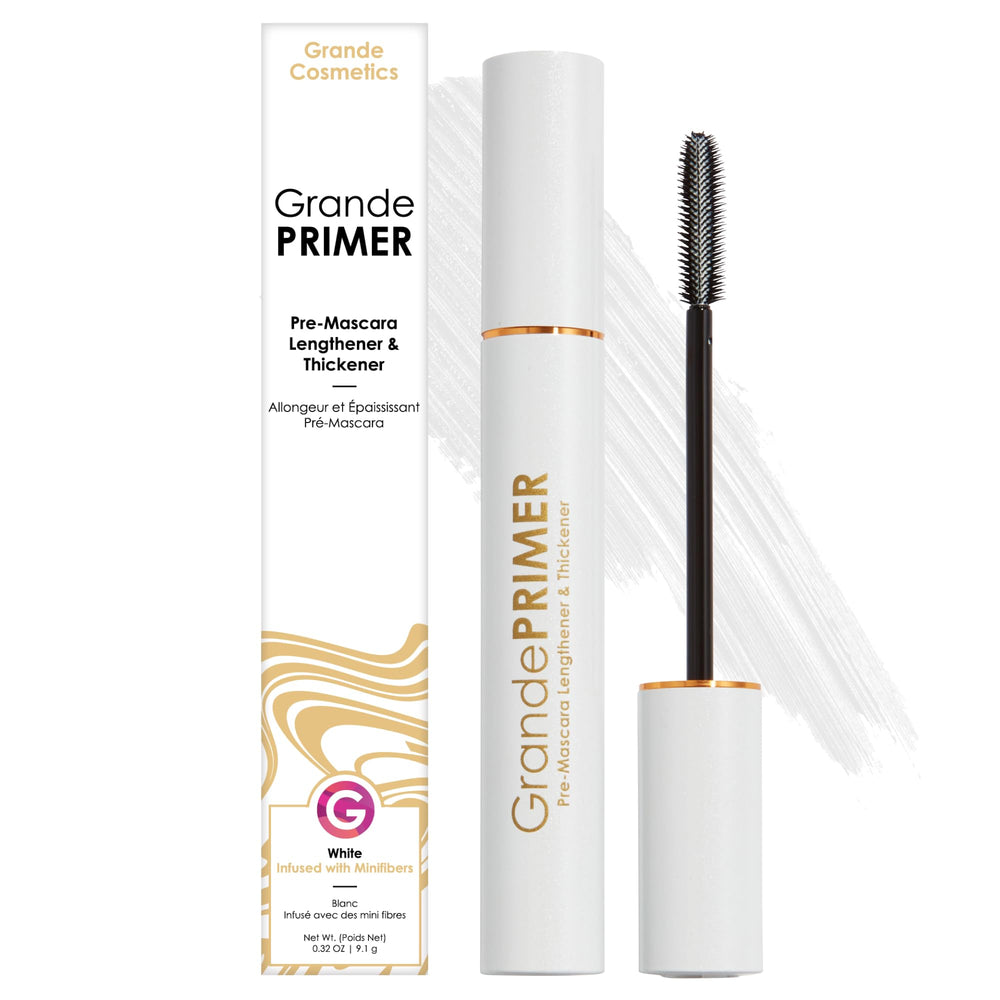 GrandePRIMER lash priming brush showing precise lash separation for a smooth mascara
