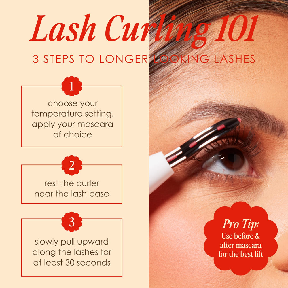 Grande Cosmetics Lash-Lift Heated Curler portable travel case for easy styling anywhere.