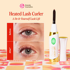 Grande Cosmetics Lash-Lift Heated Curler white handle for precise curl shaping.