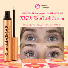 Grande Cosmetics GrandeLASH-MD applicator brush shown for precise lash line application.