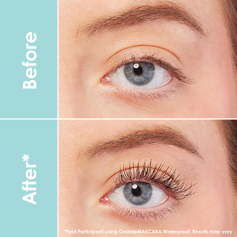 GrandeMASCARA waterproof lashes after application show added length and definition