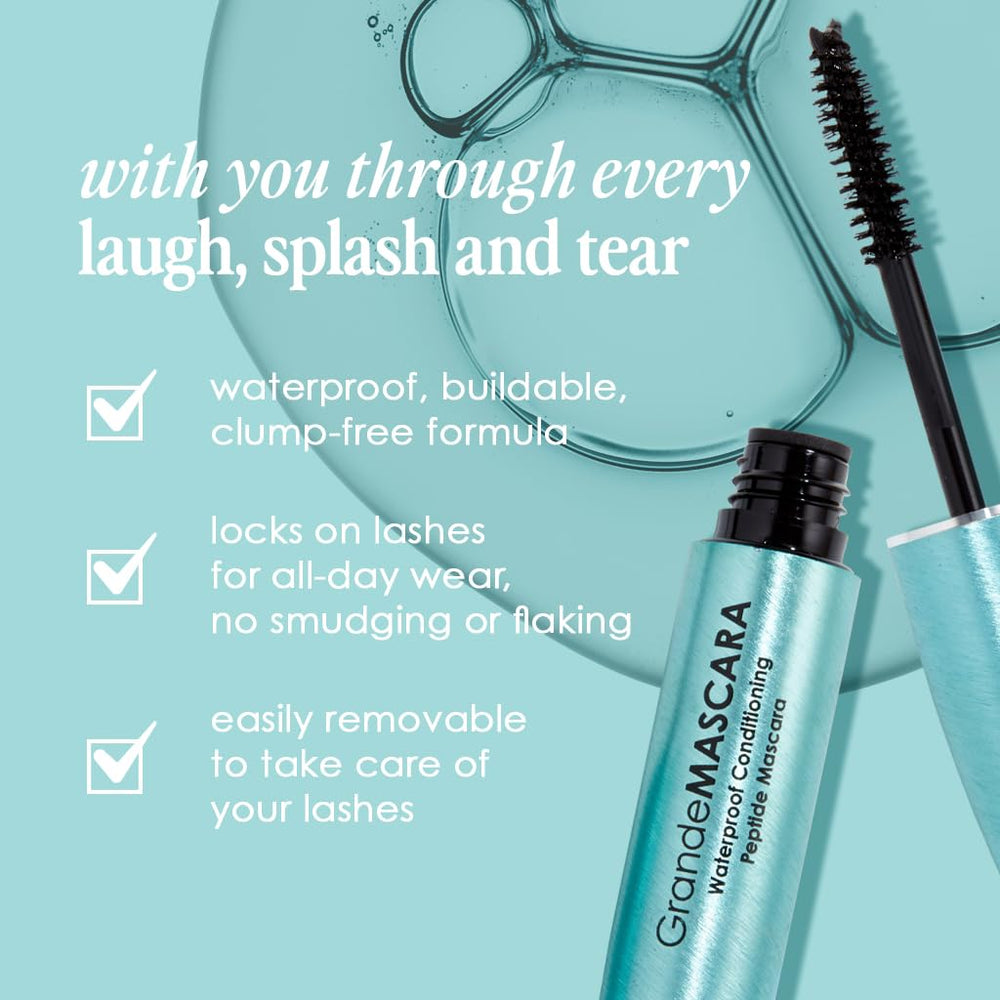 GrandeMASCARA waterproof applied layers build volume without flaking or smudging