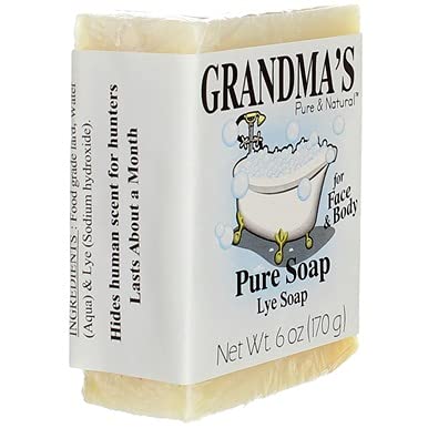 Grandma's Pure Lye Soap fragrance-free formula cleanses face and body.