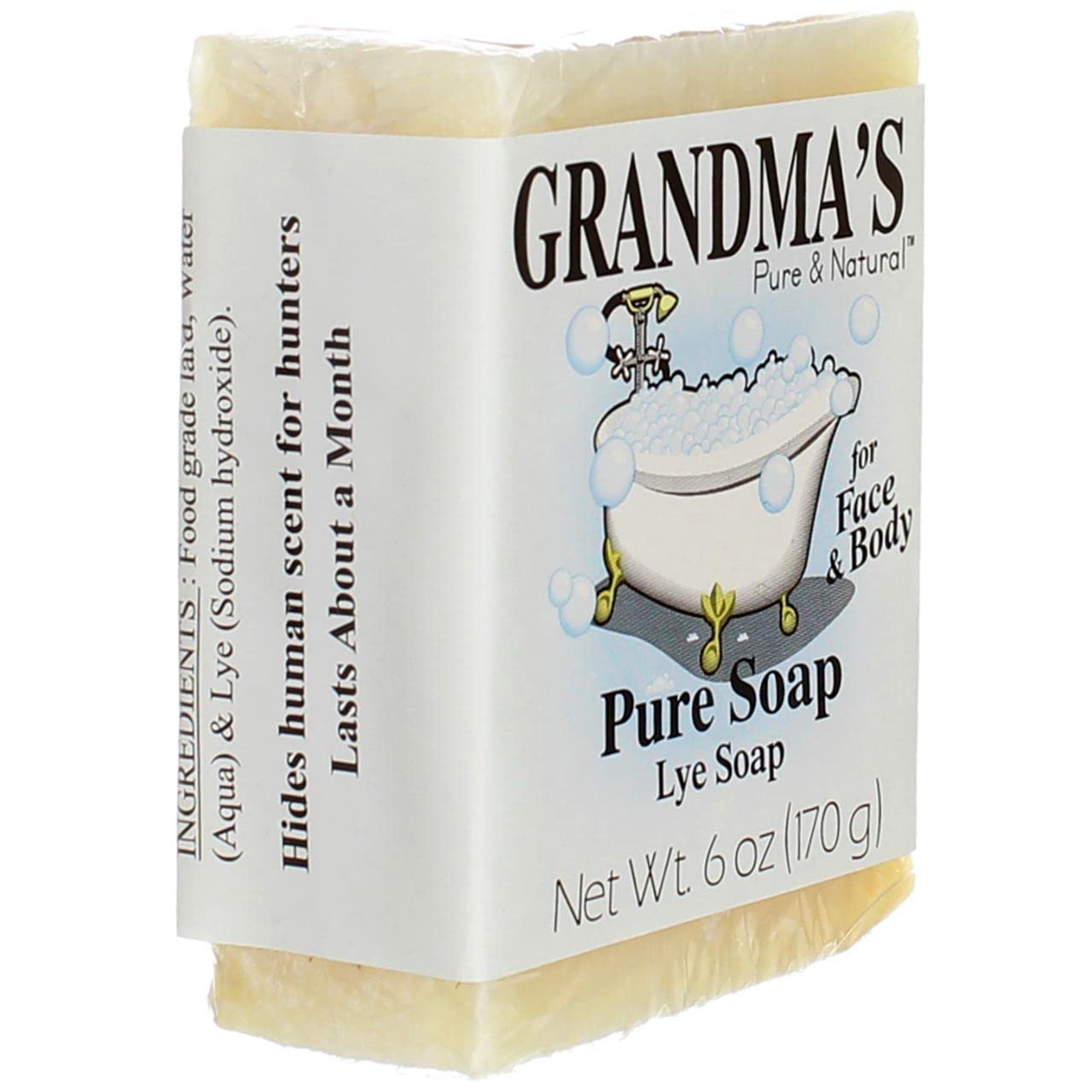Grandma's Pure Lye Soap Bar sin detergentes ni colorantes para piel delicada
