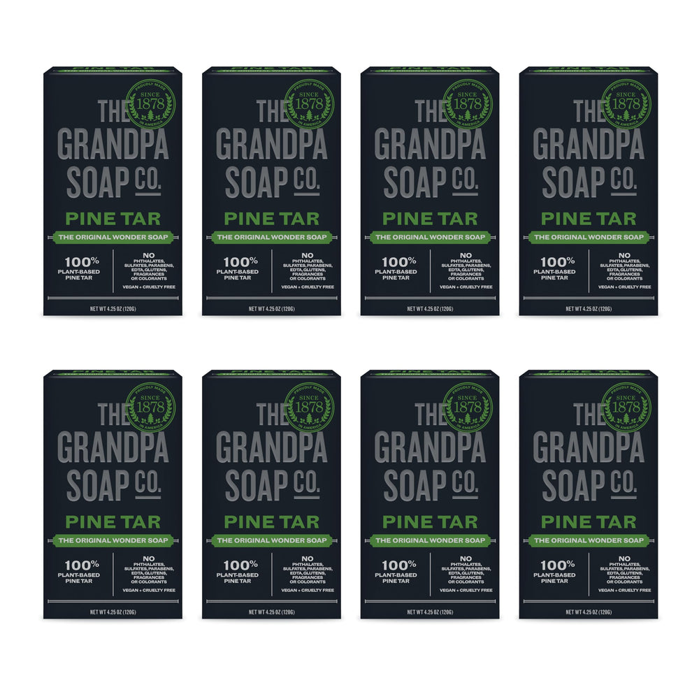The Grandpa Soap Company Pine Tar Bar Soap lather for deep cleansing