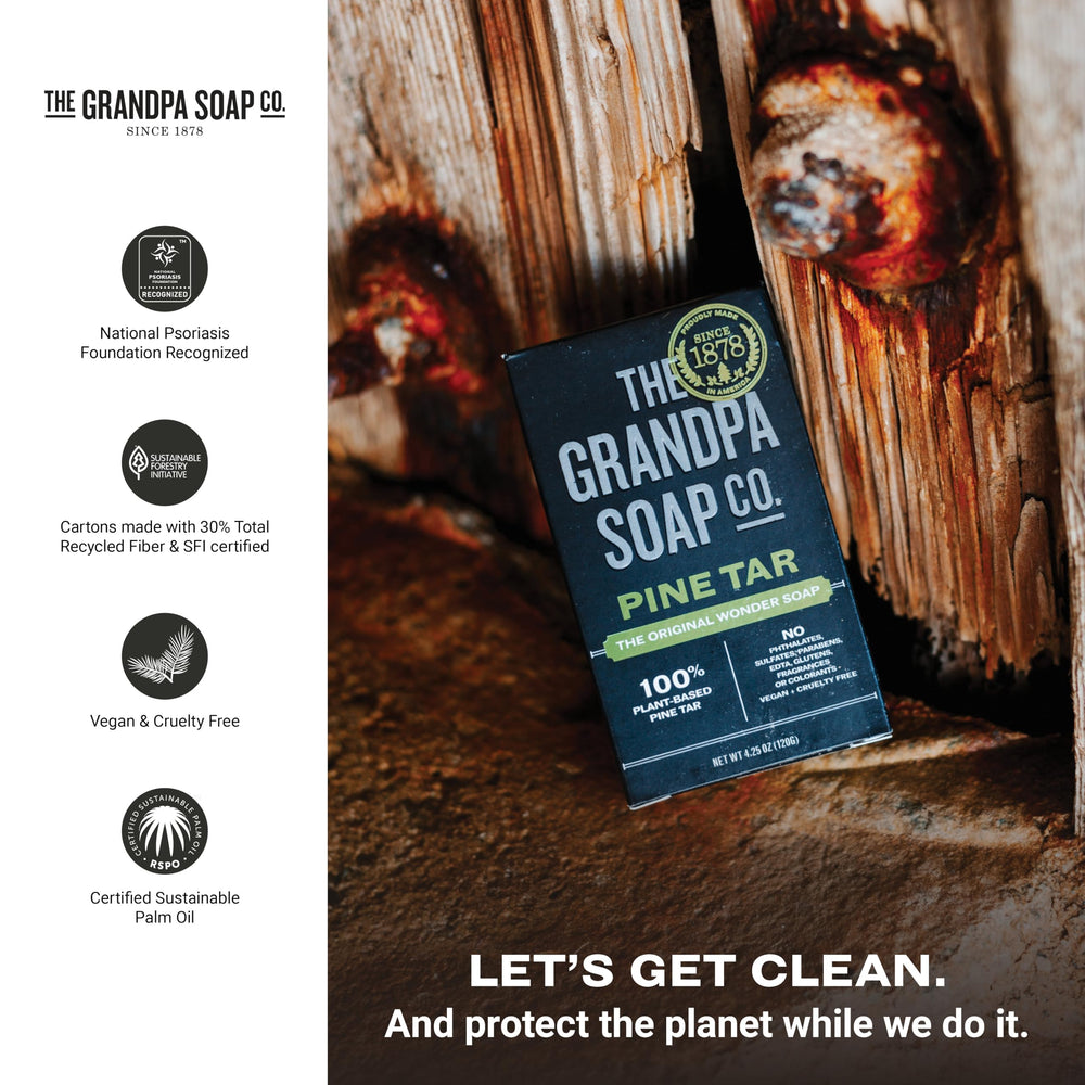 Made in the USA Pine Tar Bar Soap packing