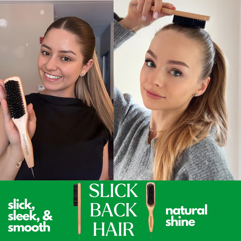 GranNaturals boar bristle brush tames flyaways for a polished look