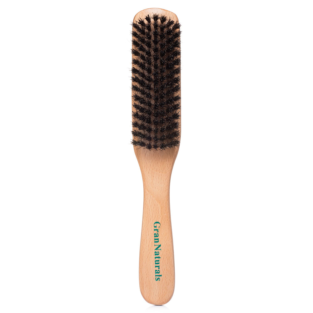 GranNaturals boar bristle slick-back brush for a polished, frizz-free look