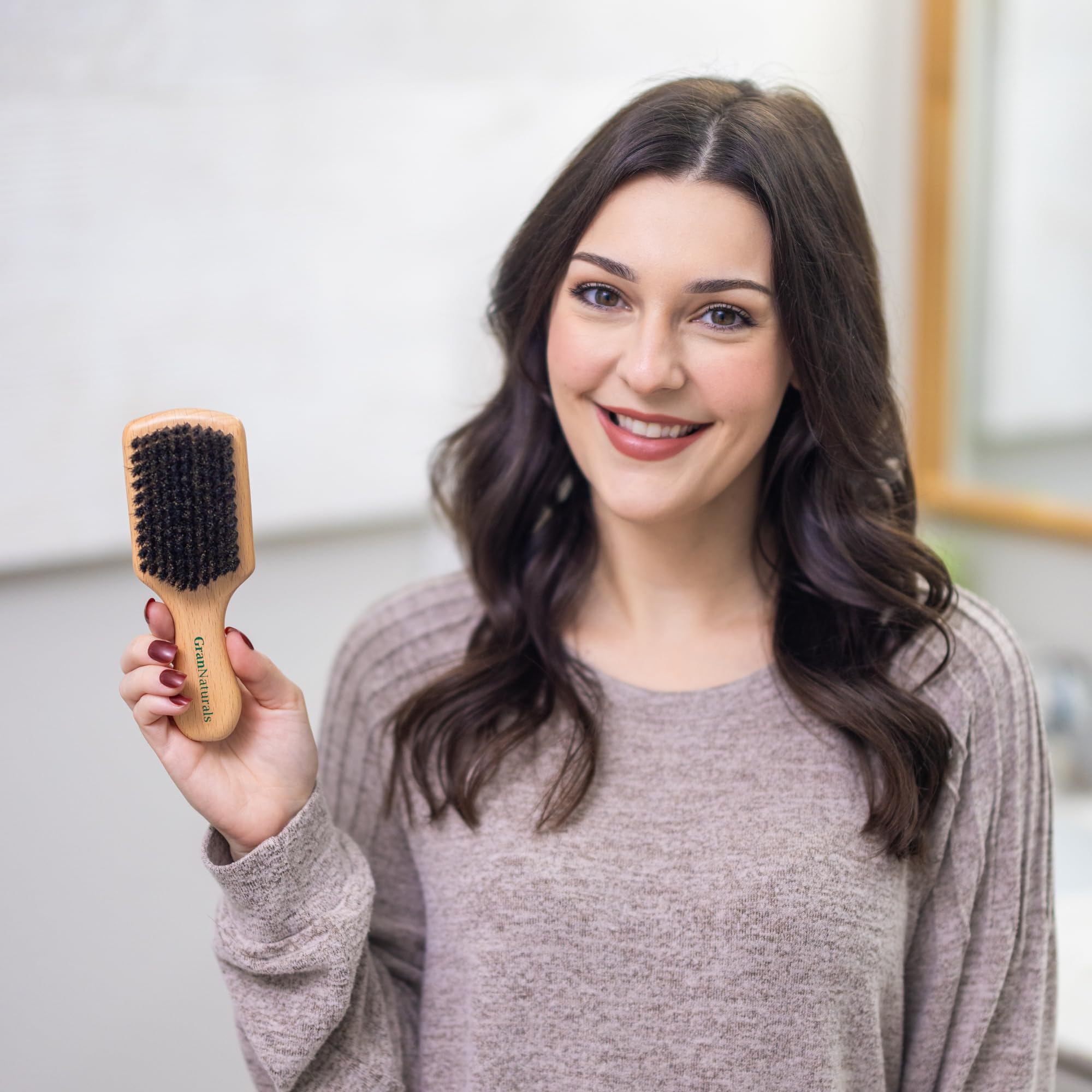 GranNaturals compact travel-friendly brush fits in bags.