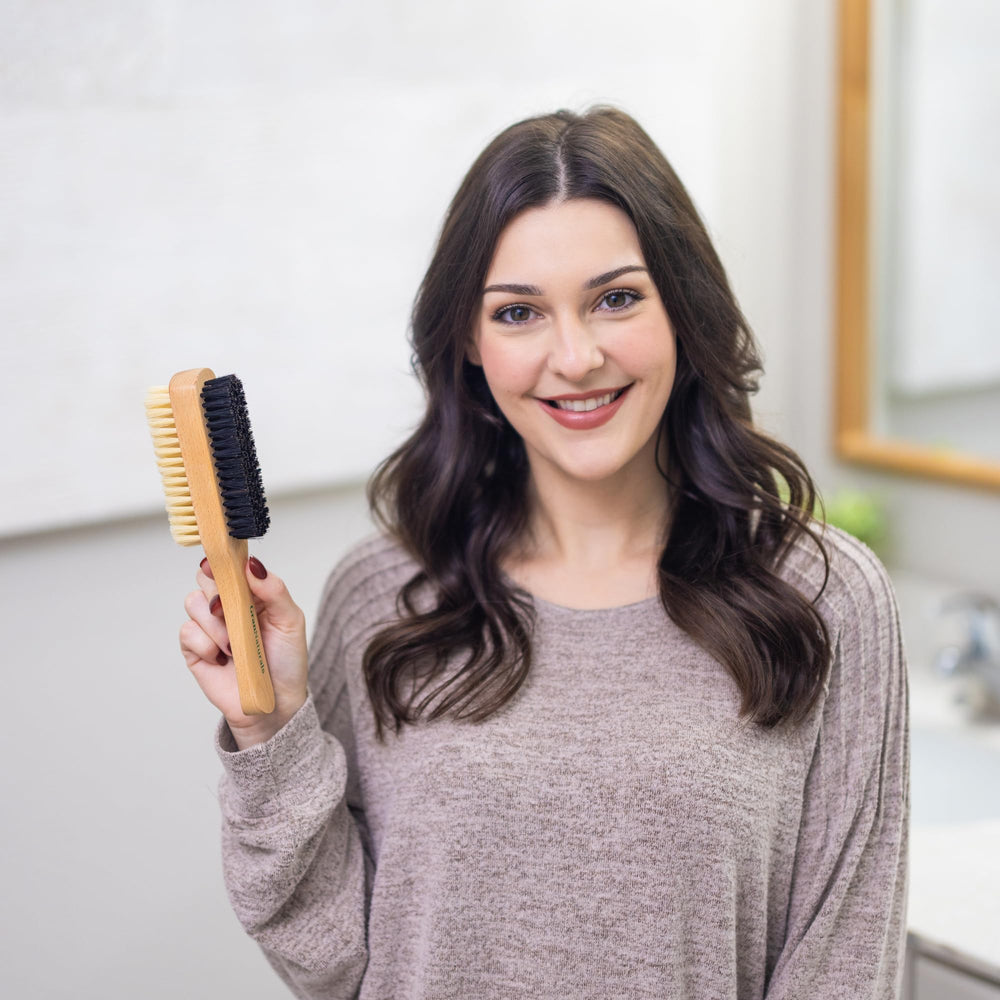 GranNaturals hard bristles provide precise polish for clean, slick back looks