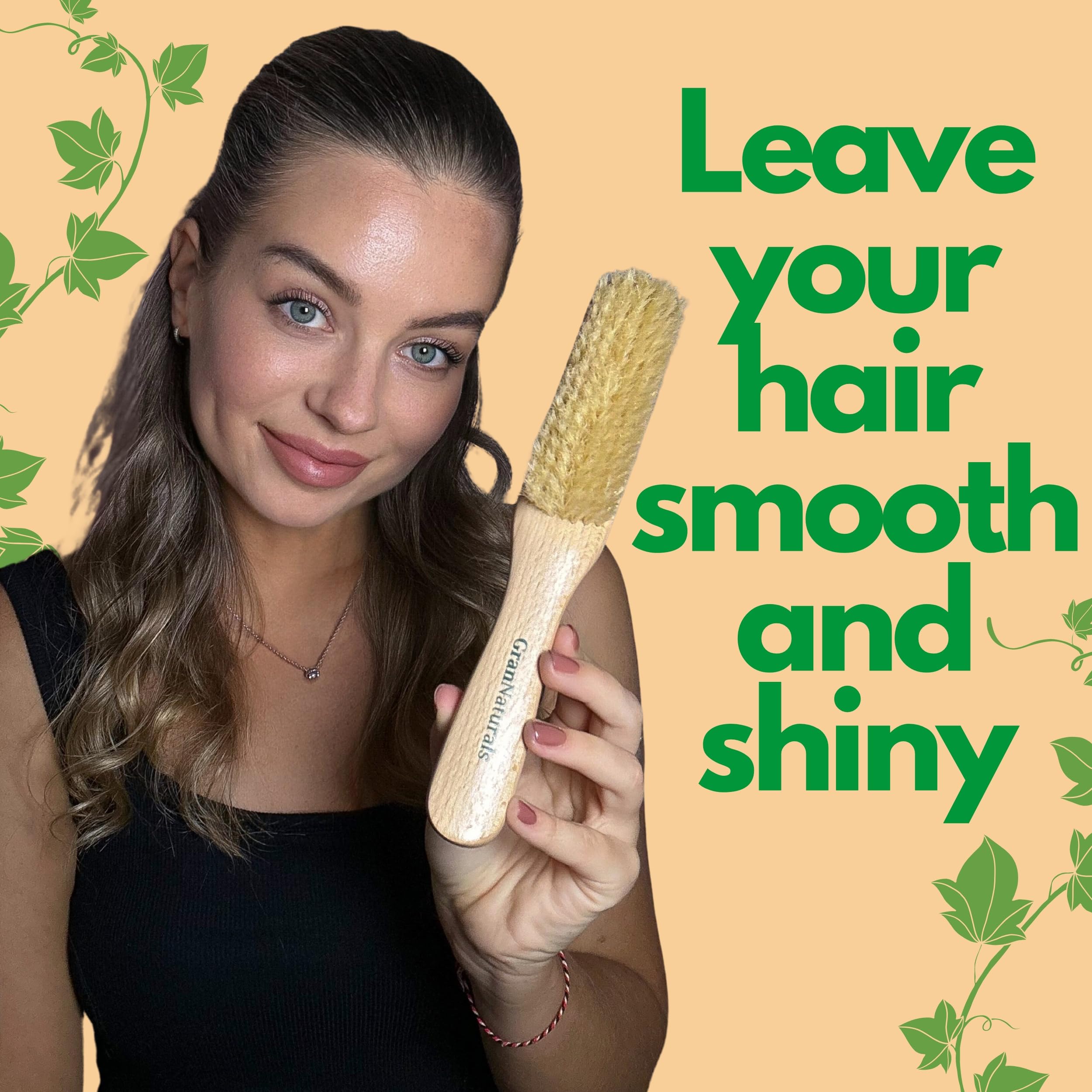 GranNaturals soft white bristles close-up showing gentle scalp massage.