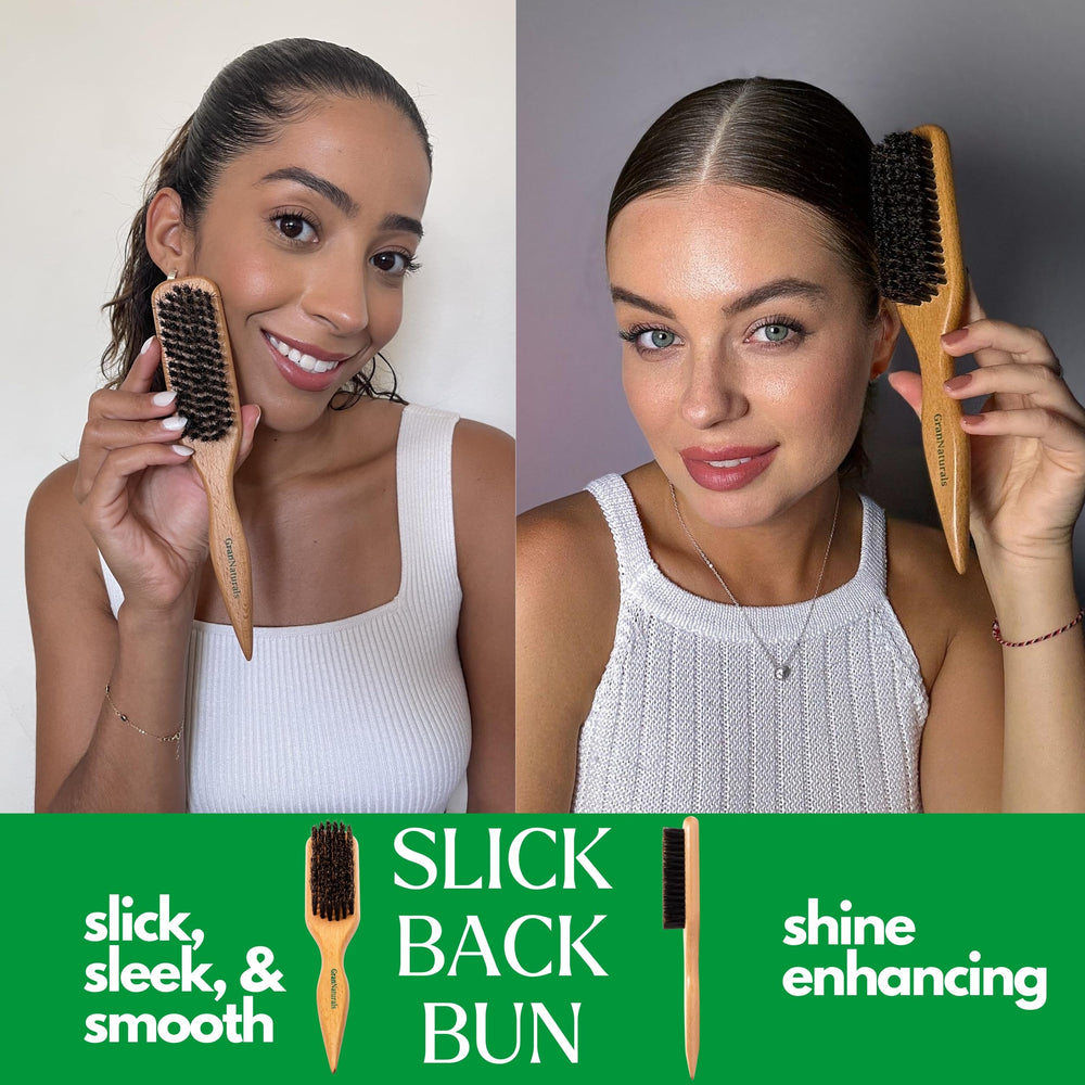 GranNaturals wide-bristle teasing brush adds volume with gentle backcombing.