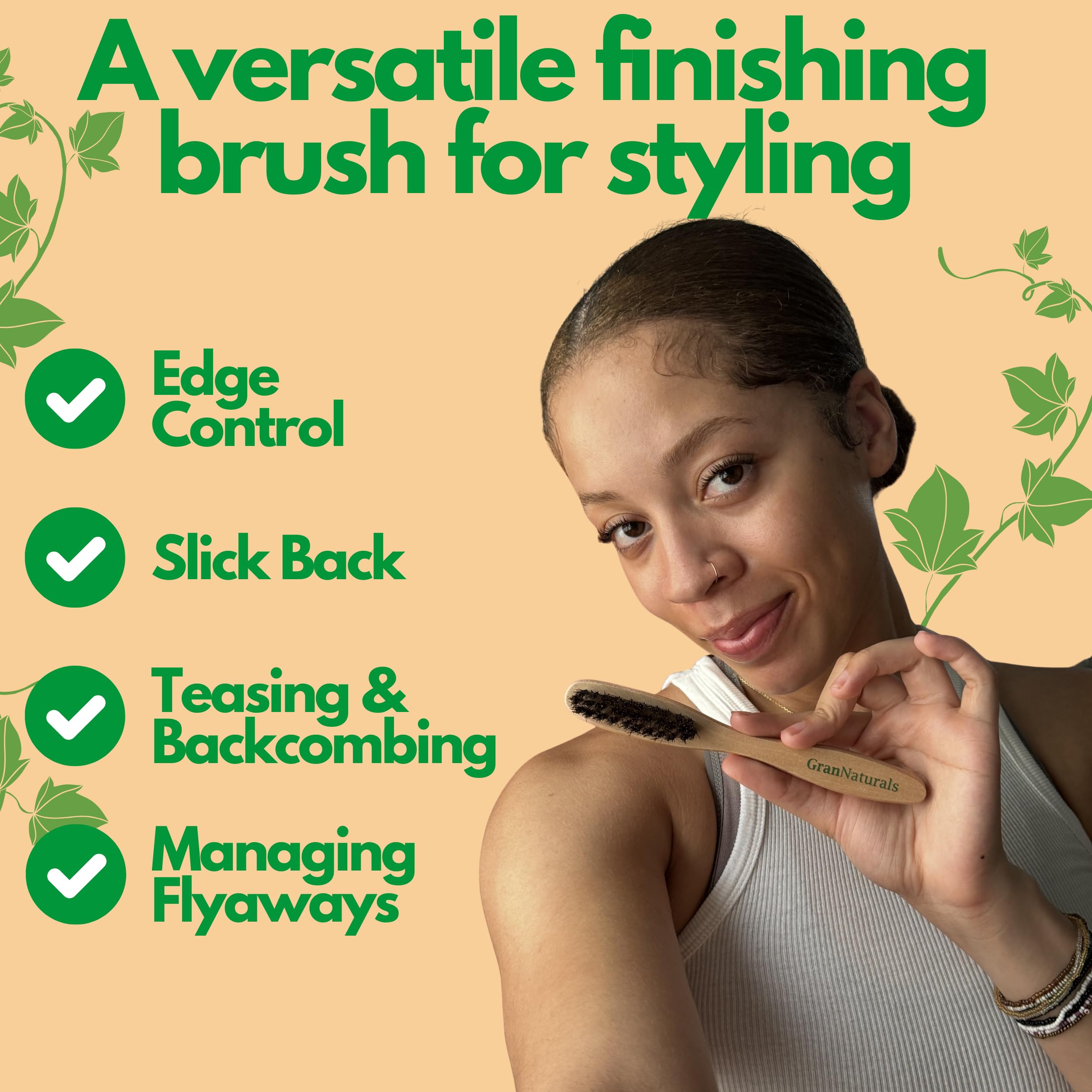GranNaturals Wooden Handle Design provides a sturdy grip for daily styling.