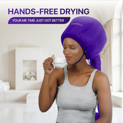 Granteva bonnet connected to a dryer via a long flexible hose for easy movement.