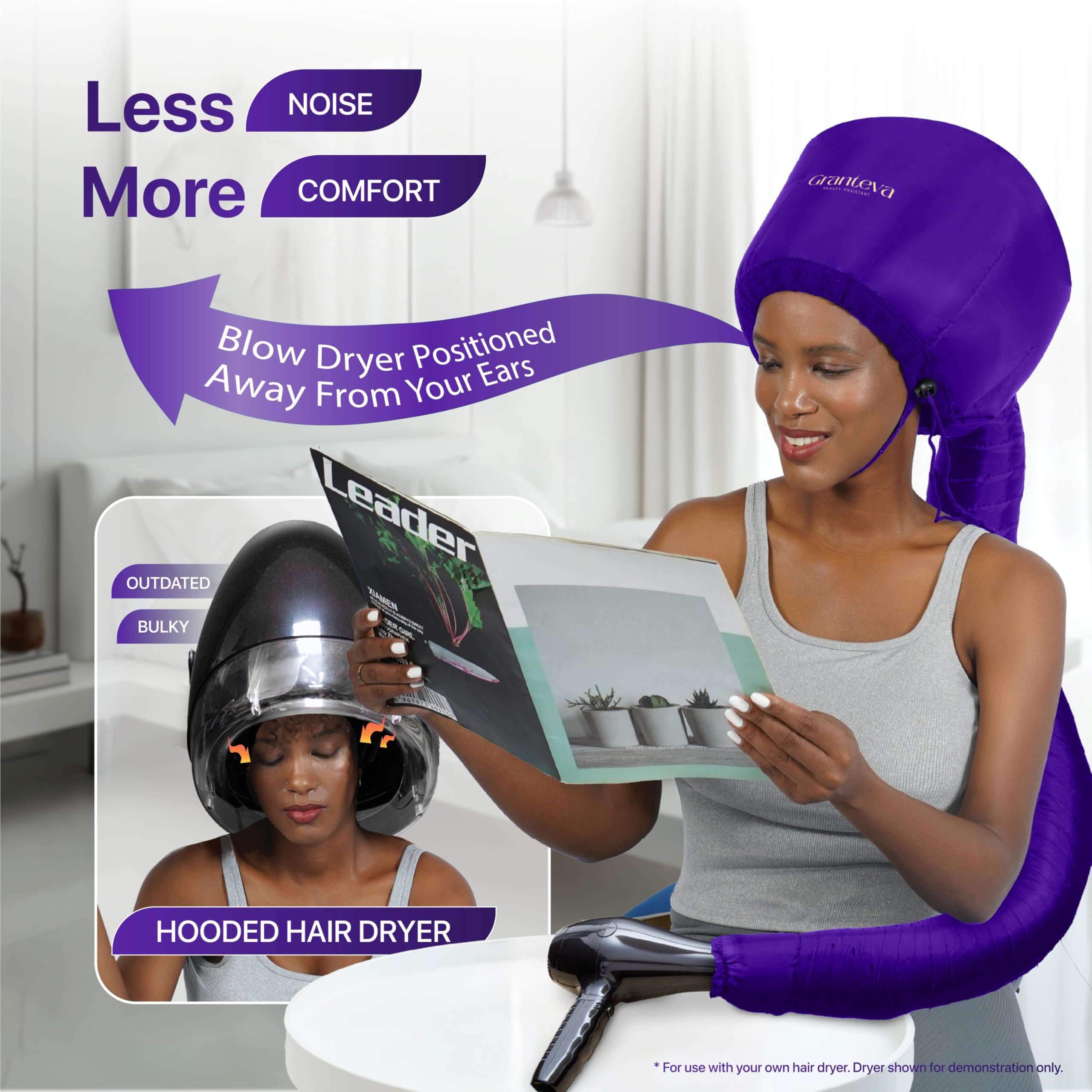 Granteva bonnet worn during makeup routine for multitasking convenience.