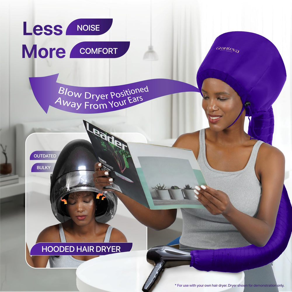 Granteva bonnet worn during makeup routine for multitasking convenience.
