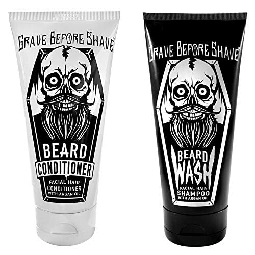 Grave Before Shave beard conditioner tube provides conditioning for softer, smoother hair.